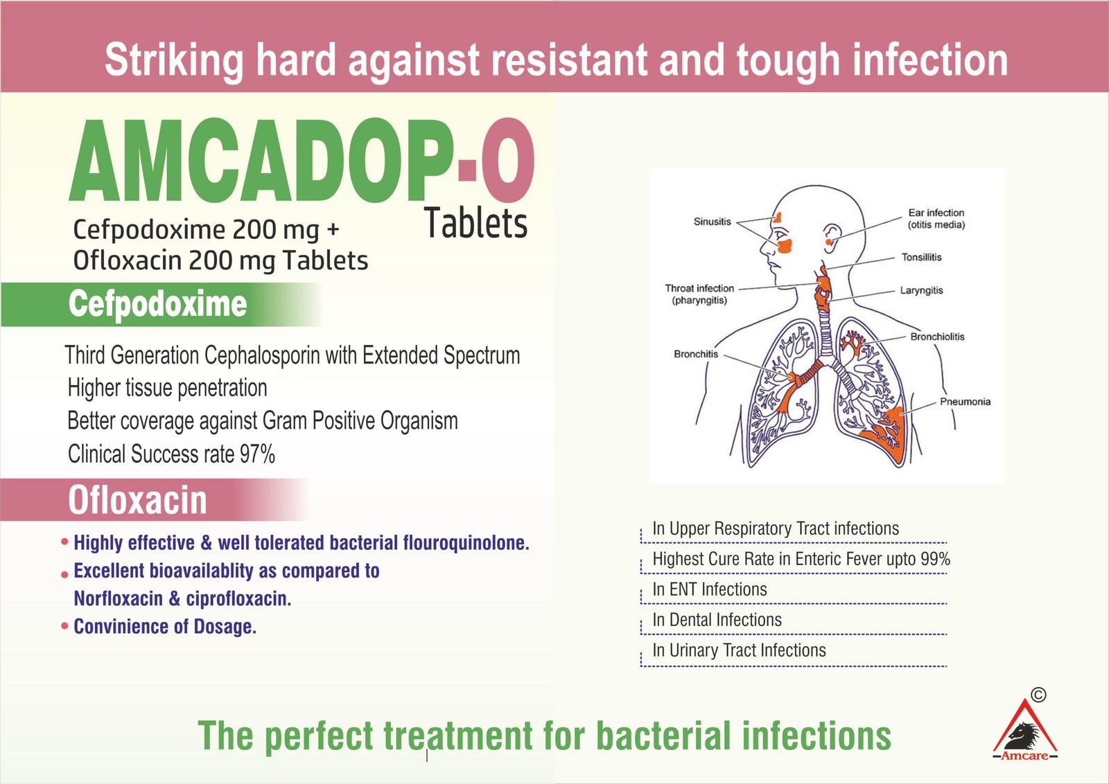 AMCADOP-O | Cefpodoxime 200 mg + Ofloxacin 200 mg Tablets