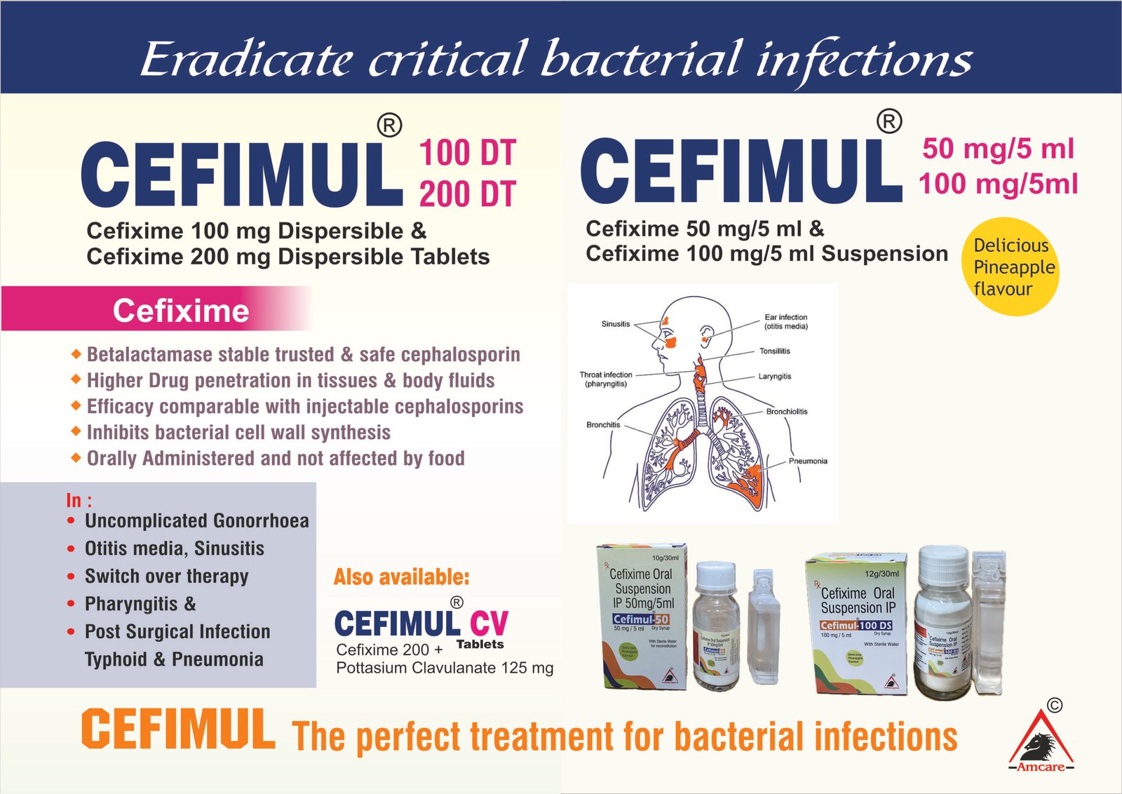 Cefimul 100-DT | Cefixime 100 mg Dispersible Tablets Cefimul-200 DT | Cefixime 200 mg Dispersible Tablets Cefimul-100 DS | Cefixime 100 mg/5 mL Dry Syrup
