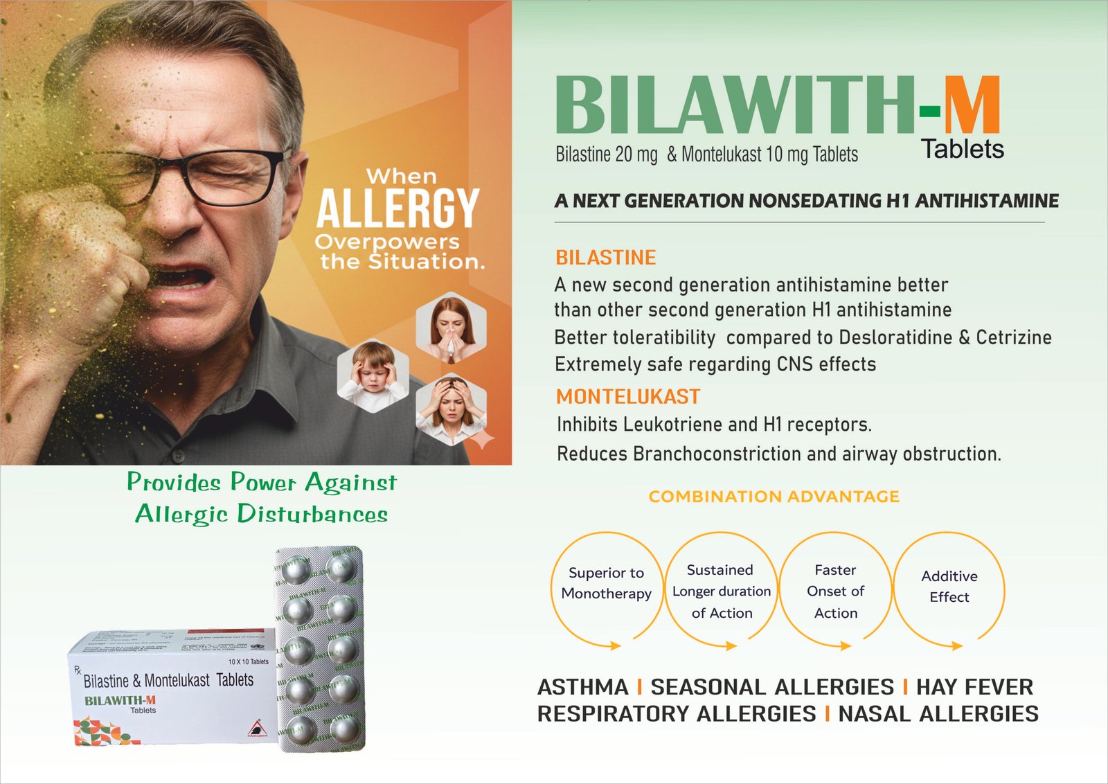 BILAWITH-M Tablets | Bilastine 20 mg + Montelukast