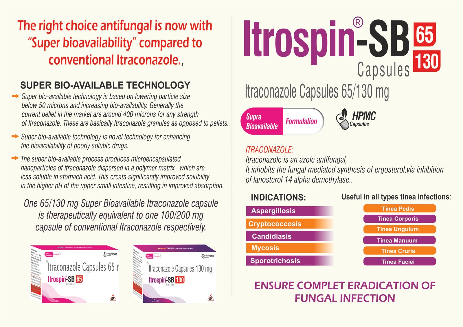 ITROSPIN-SB 65 Capsules | Itraconazole 65 mg ITROSPIN-SB 130 Capsules | Itraconazole 130 mg