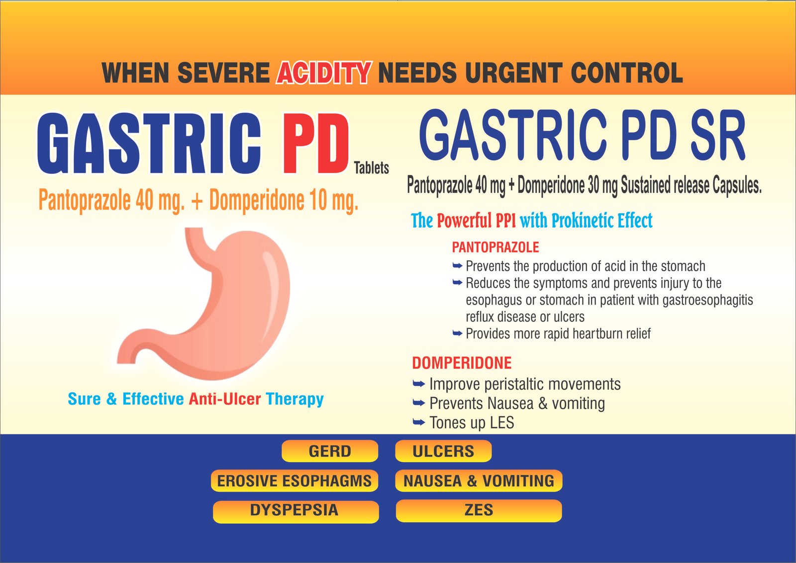 GASTRIC PD Tablets | Pantoprazole 40 mg + Domperidone GASTRIC PD SR Capsules | Pantoprazole 40 mg + Domperidone 30 mg