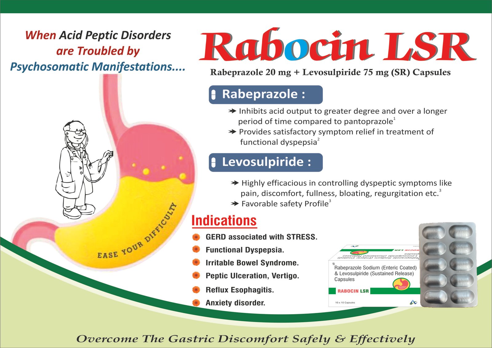 RABOCIN LSR Capsules | Rabeprazole 20 mg + Levosulpiride 75 mg