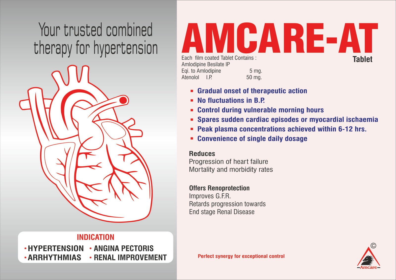 Amcare AT Tablets – Amlodipine 5 mg + Atenolol 50 mg