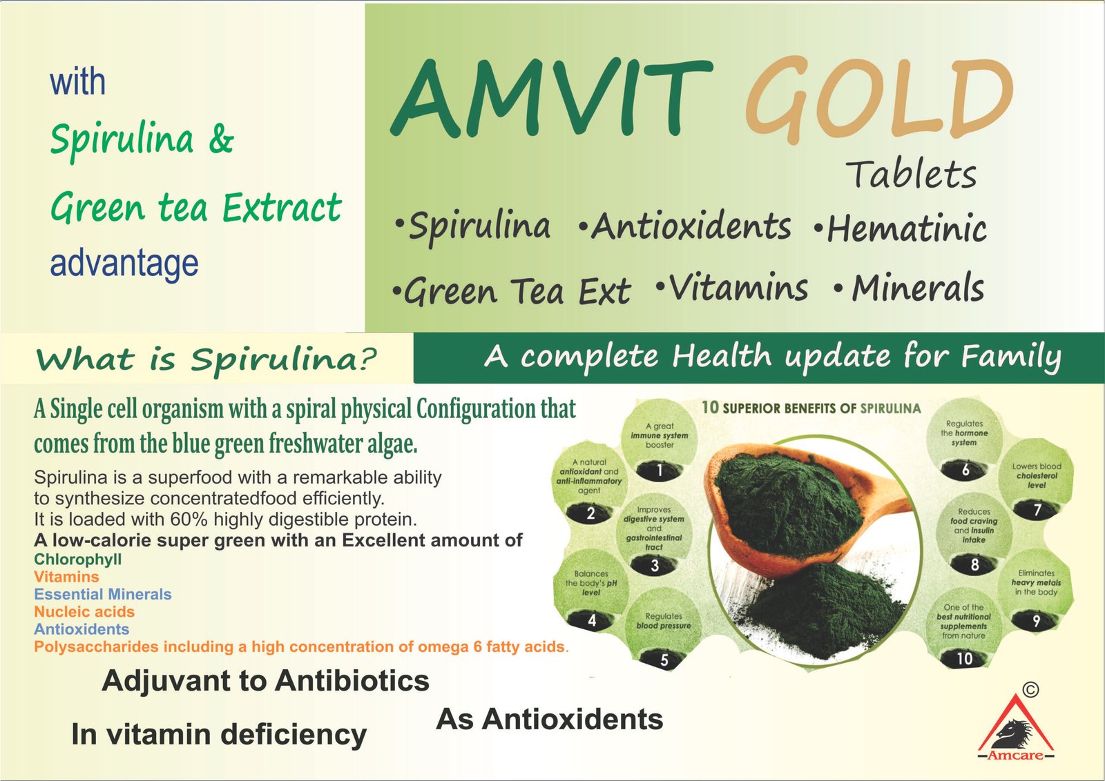 AMVIT GOLD Tablets – Multivitamin, Spirulina & Green Tea Extract