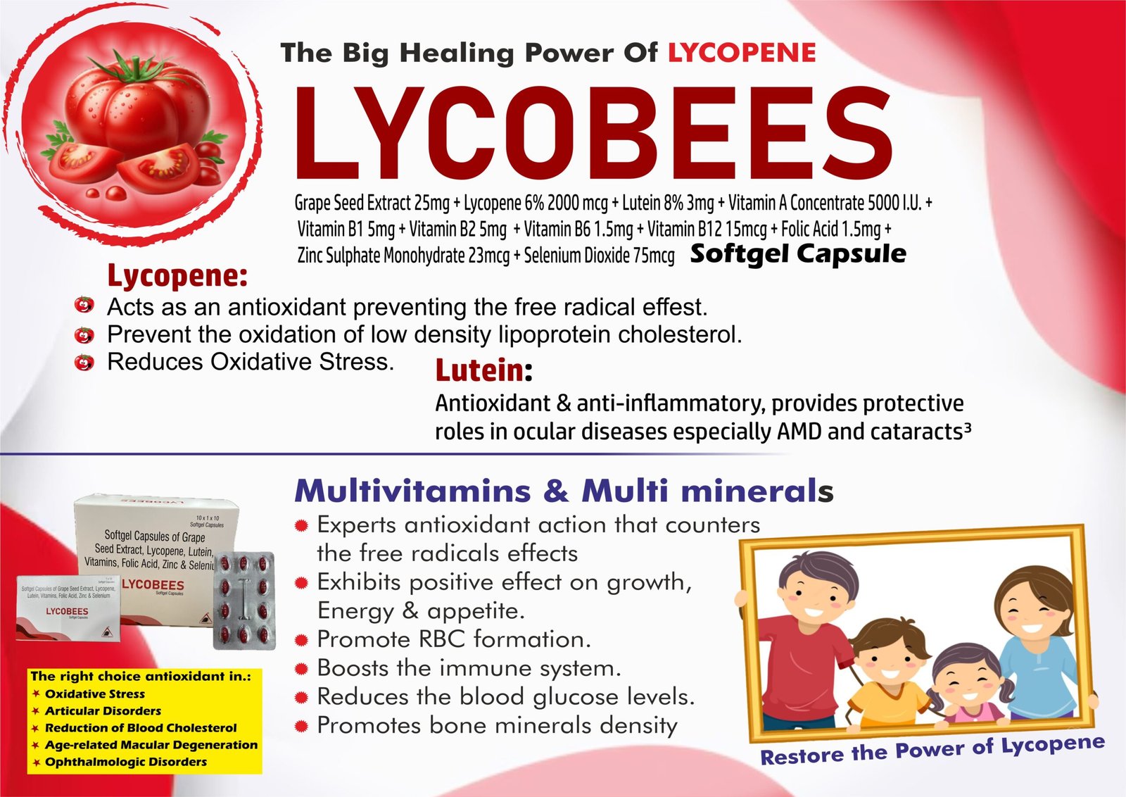 LYCOBEES Softgel Capsules – Lycopene, Lutein & Grape Seed Extract