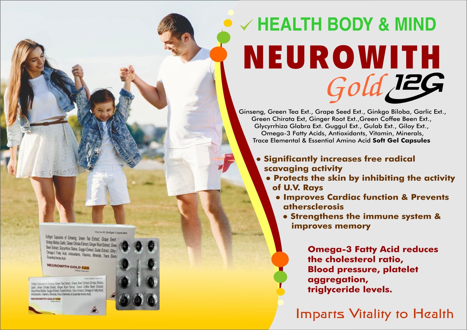 NEUROWITH GOLD 12G Softgel – Omega-3, Ginseng & Ginkgo