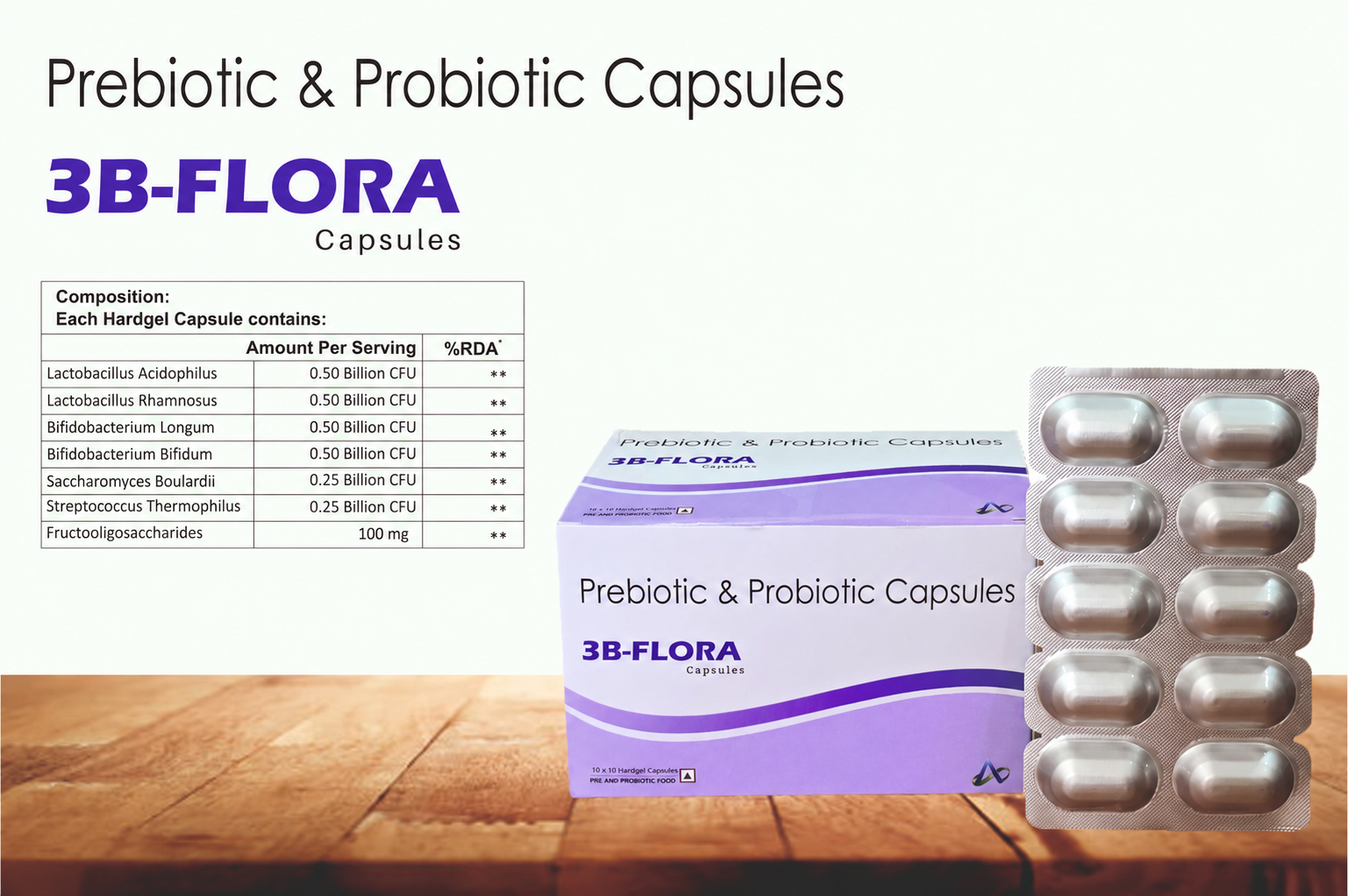 3B-FLORA Capsules – Prebiotic & Probiotic