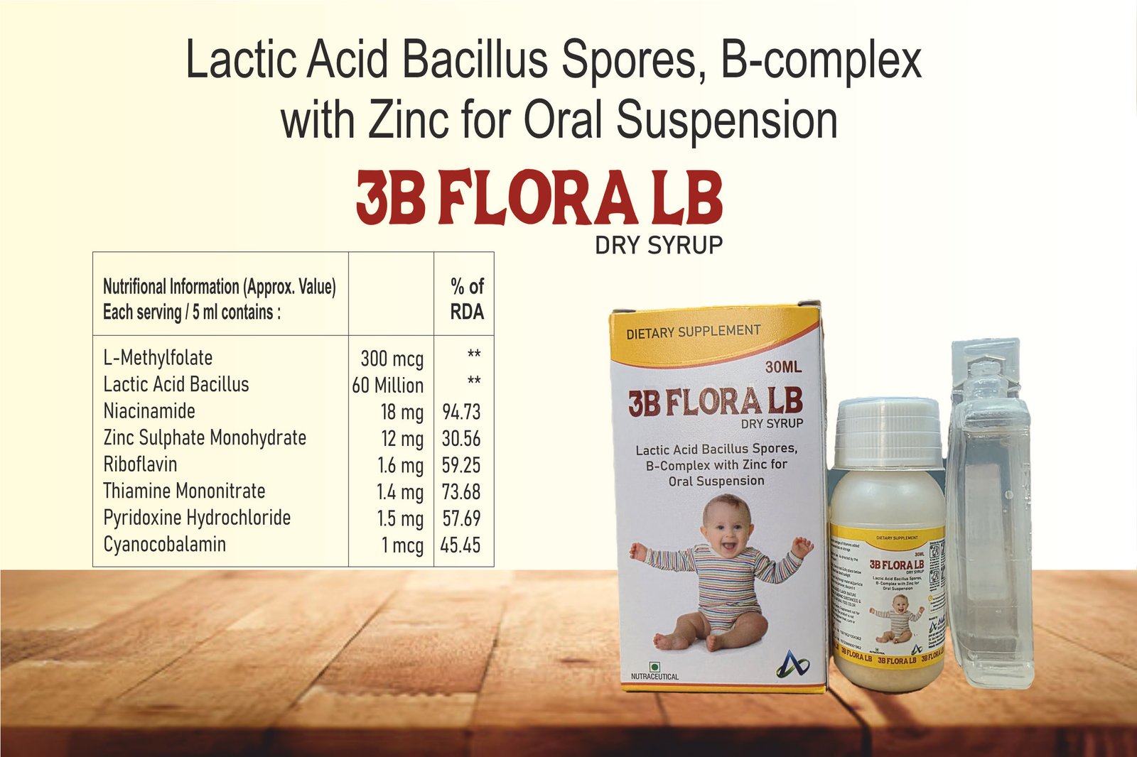 3B-FLORA LB Dry Syrup – Probiotic, B-Complex & Zinc