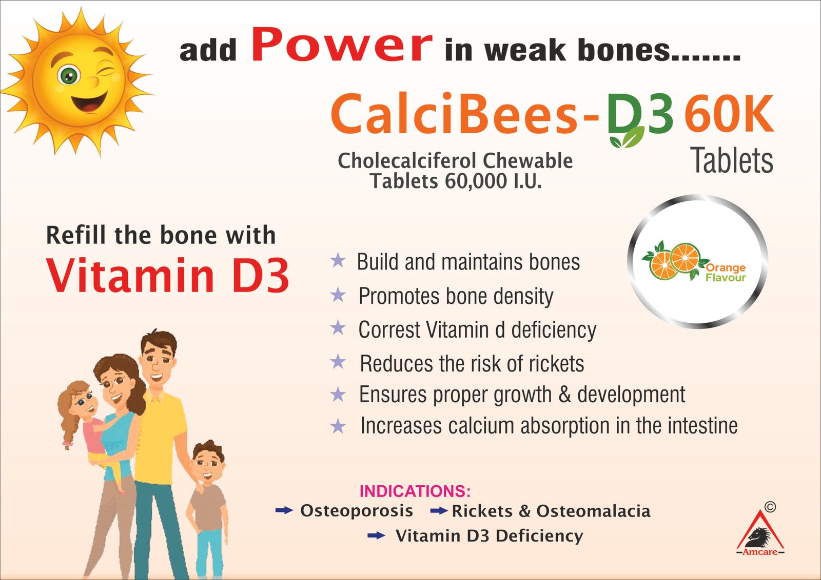CalciBees-D3 60K Tablets – Cholecalciferol 60,000 IU