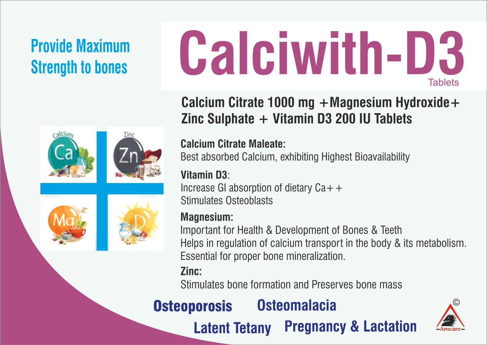 Calciwith D3 Tablets – Calcium Citrate, Magnesium, Zinc & D3