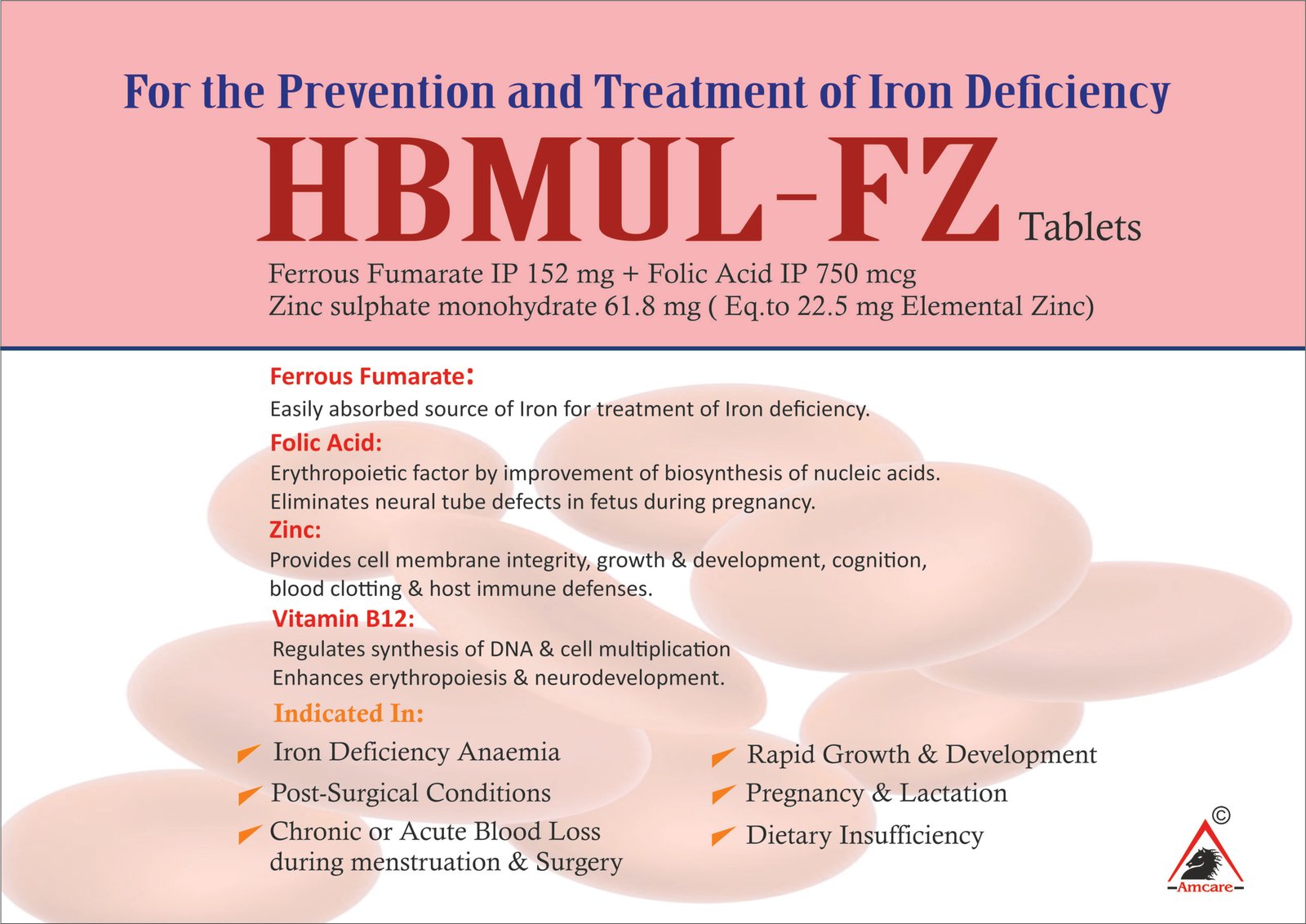 HBMUL-FZ Tablets – Ferrous Fumarate, Folic Acid & Zinc