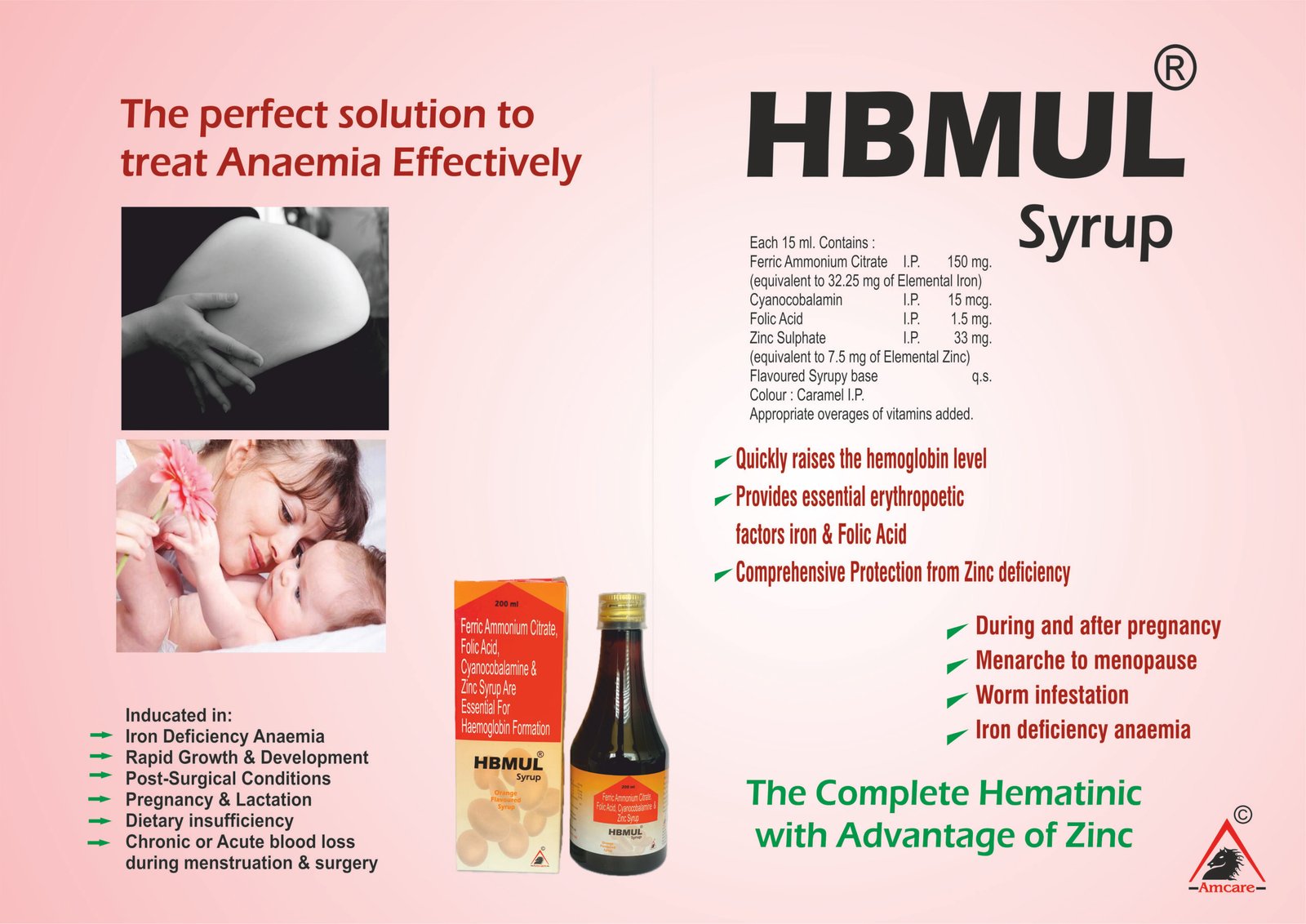 HBMUL Syrup – Iron, Folic Acid, B12 & Zinc