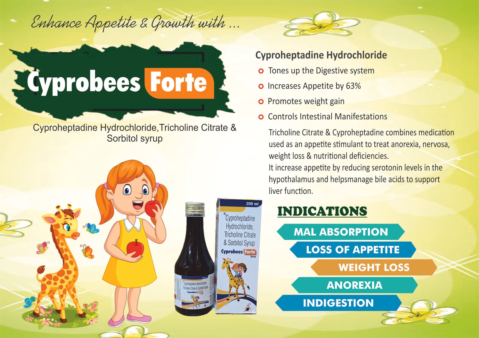 Cyprobees Forte Syrup – Cyproheptadine & Tricholine