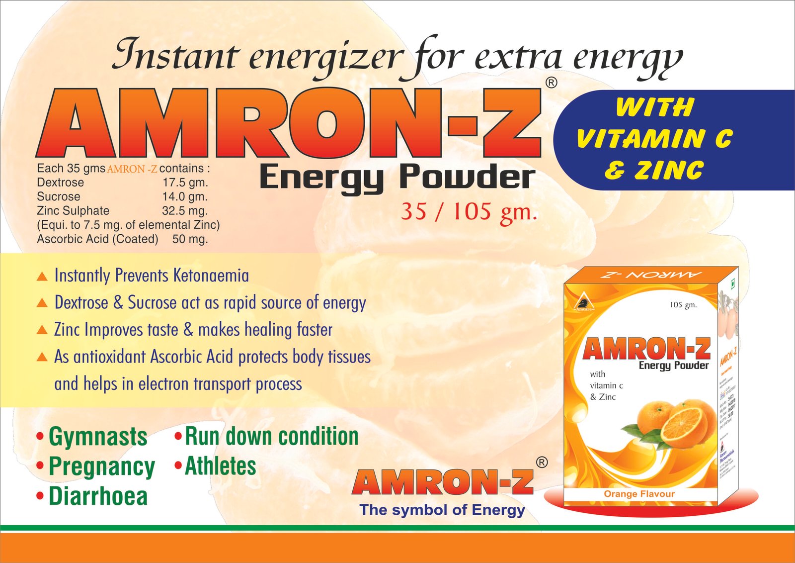 AMRON-Z Energy Powder – Vitamin C & Zinc | Amcare Pharmaceuticals