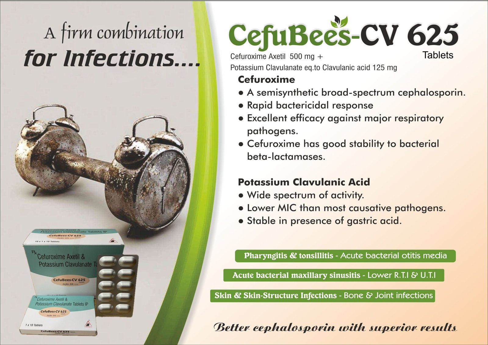 CefuBees-CV 625 | Cefuroxime 500 mg + Clavulanic Acid 125 mg