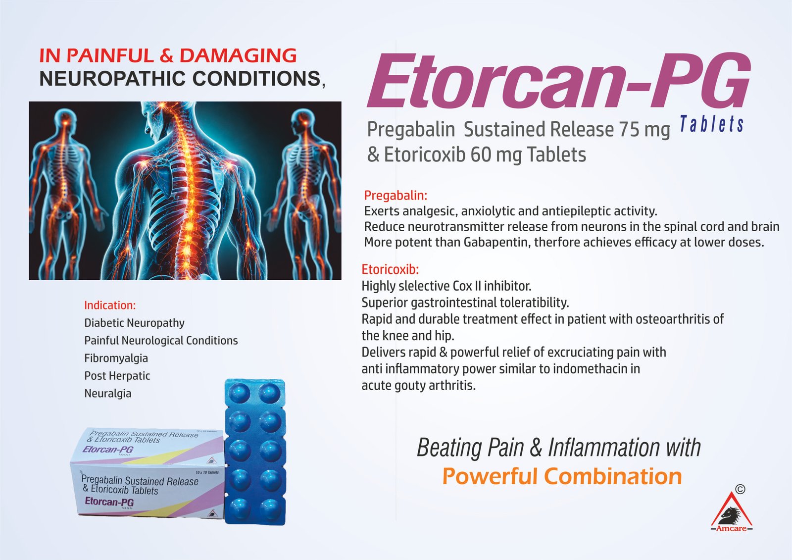 ETORCAN-PG Tablets – Pregabalin 75 mg + Etoricoxib 60 mg