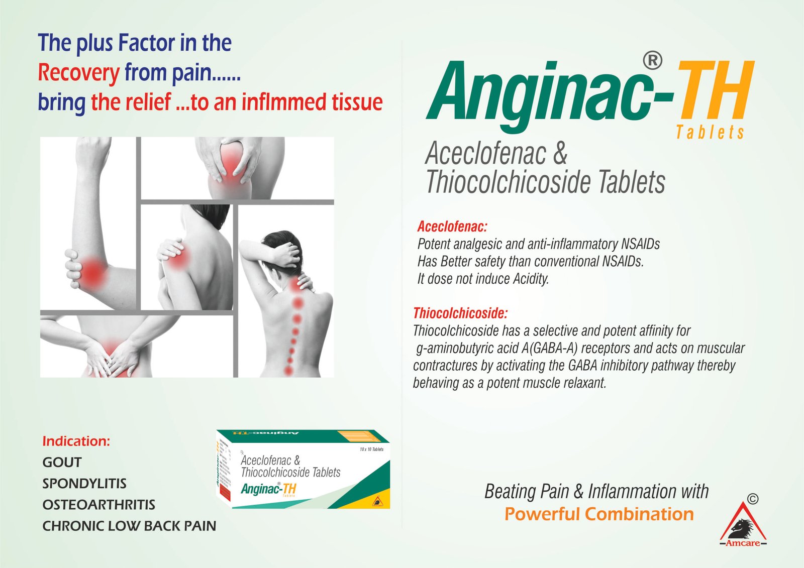 Anginac-TH Tablets – Aceclofenac 100 mg + Thiocolchicoside