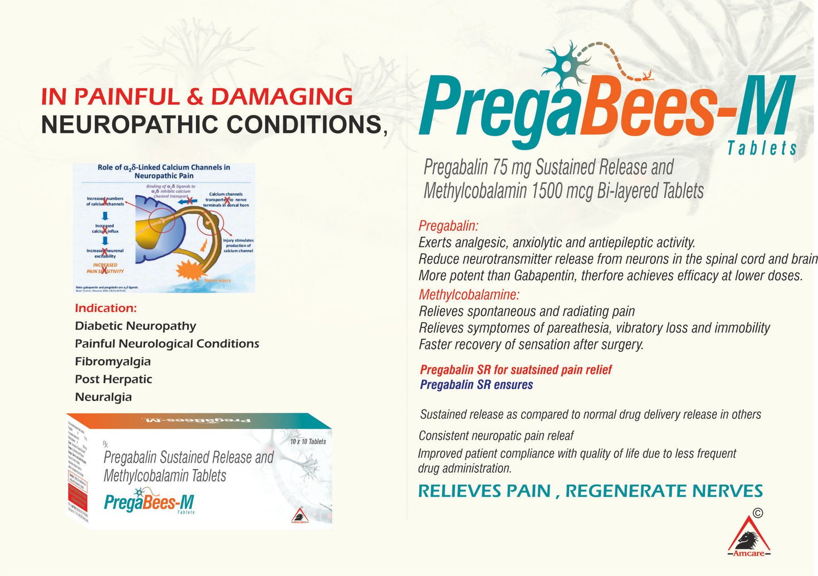 Pregabees-M Tablets | Pregabalin 75 mg + Methylcobalamin