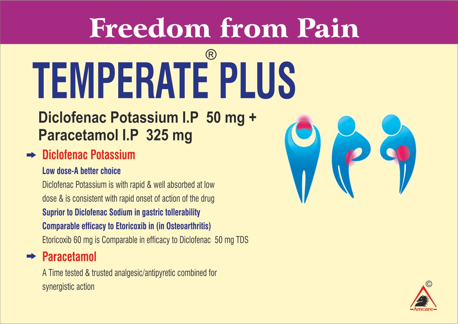Temperate Plus Tablets | Diclofenac Potassium & Paracetamol
