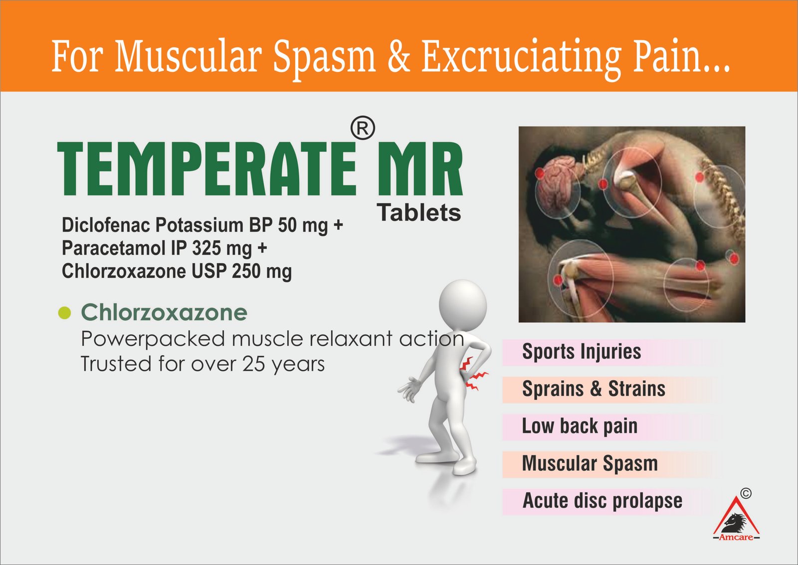 TEMPERATE-MR Tablets | Diclofenac + Paracetamol + Chlorzoxazone