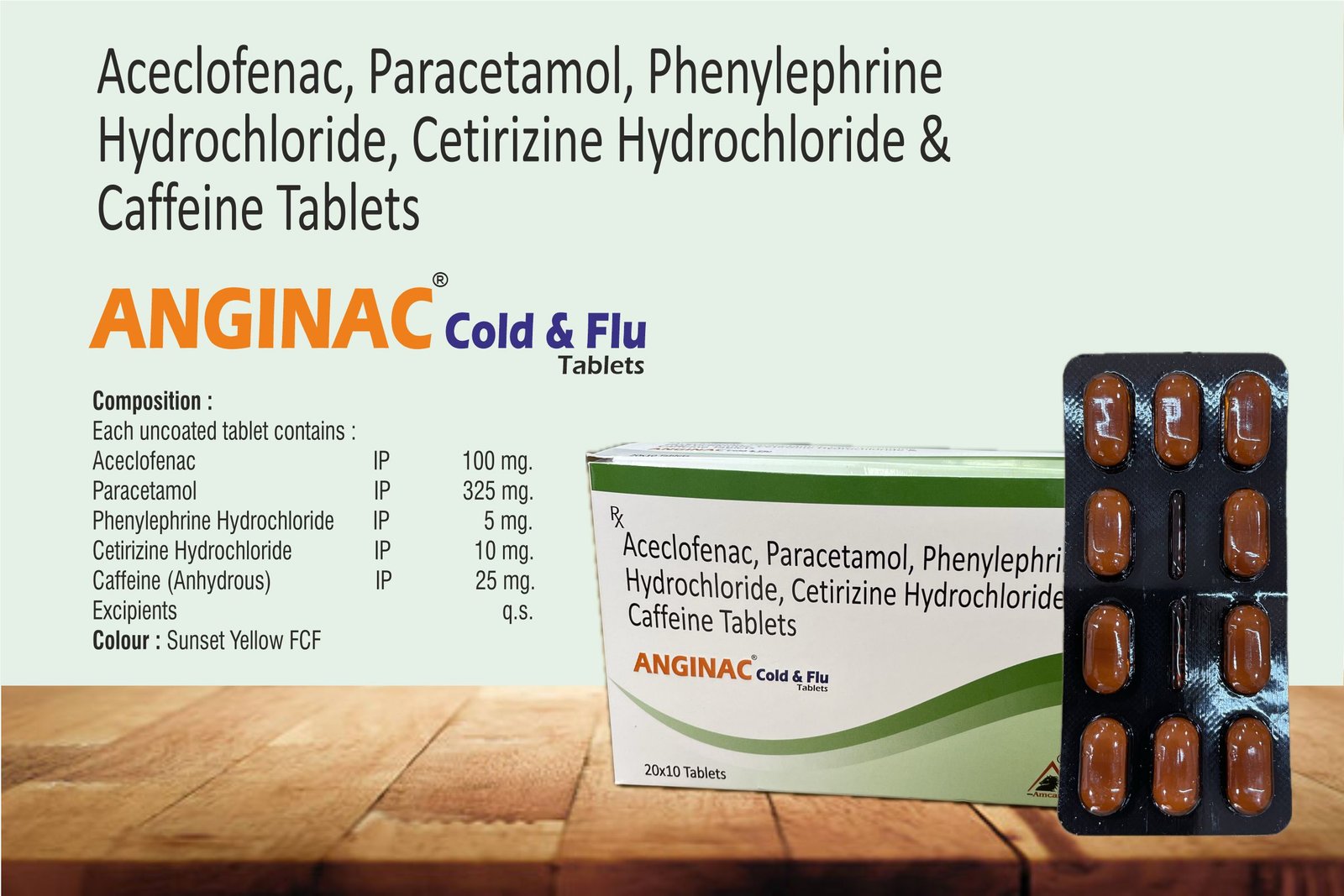 ANGINAC Cold & Flu Tablets | Aceclofenac + Paracetamol