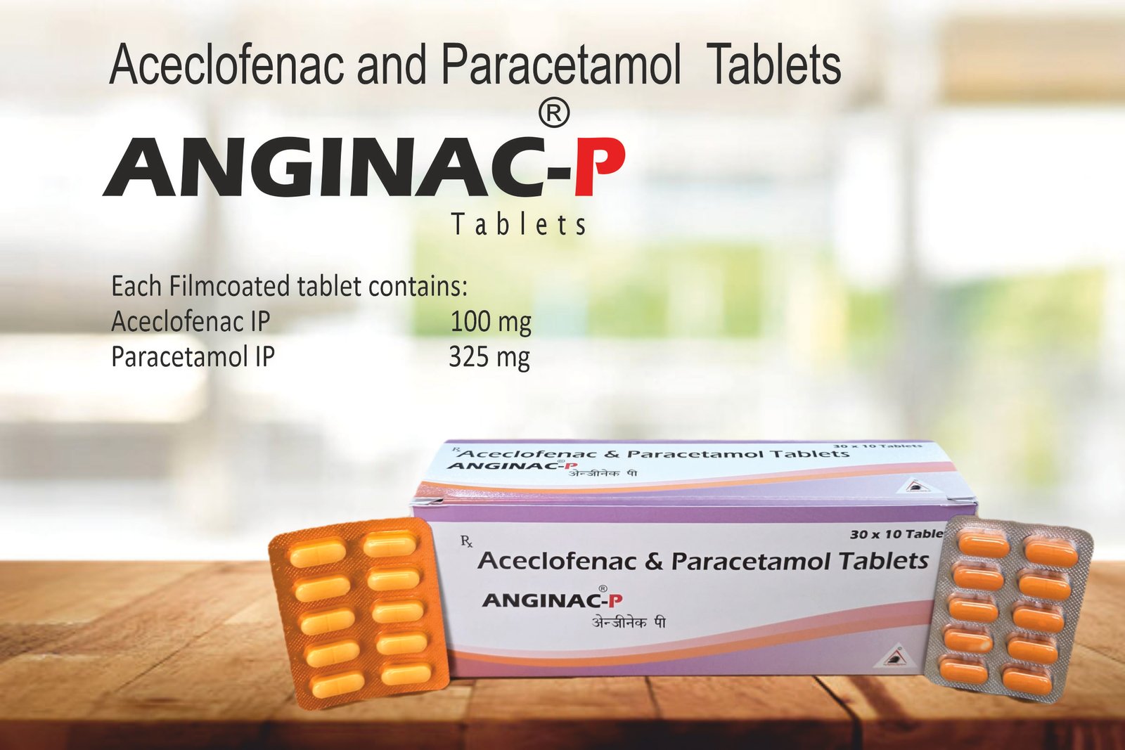 ANGINAC-P Tablets – Aceclofenac 100 mg + Paracetamol 325 mg