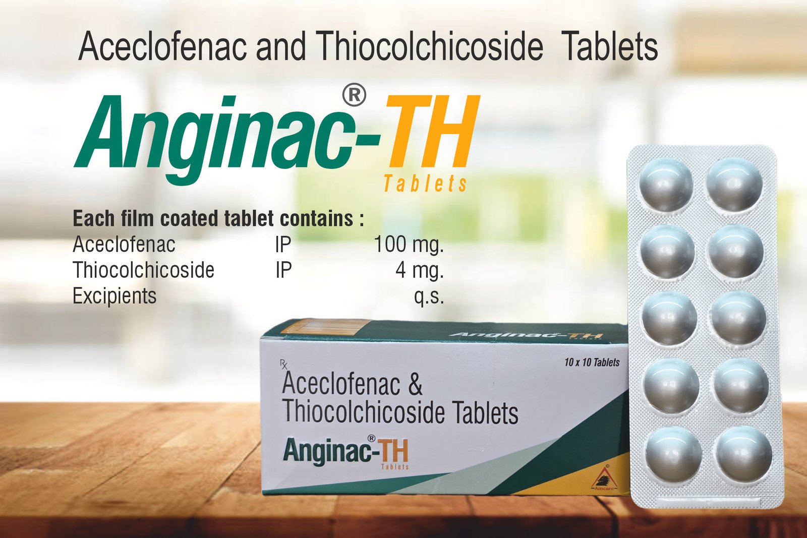 Anginac-TH Tablets – Aceclofenac 100 mg + Thiocolchicoside