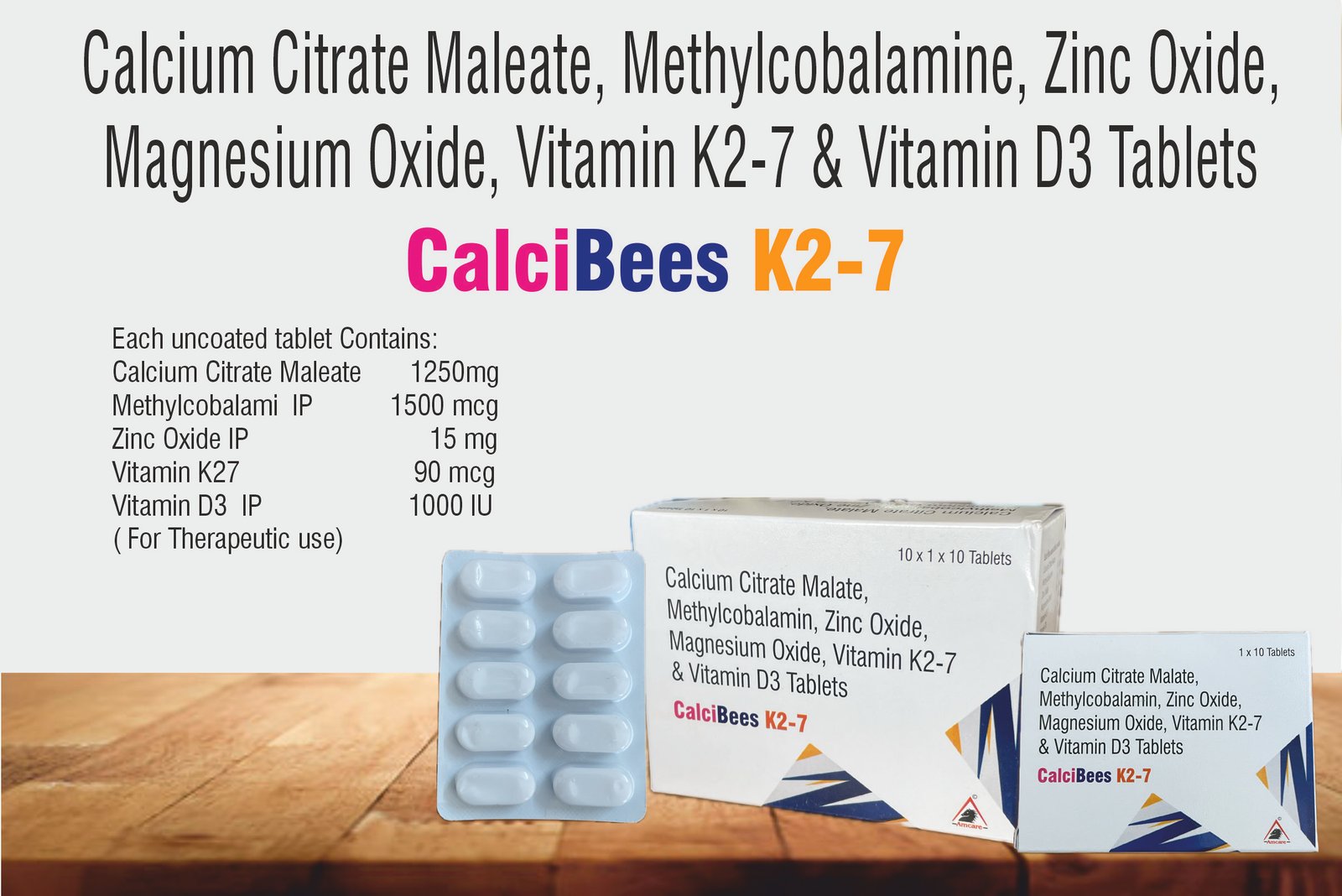 CalciBees K2-7 Tablets – Calcium, Vitamin D3 & K2-7