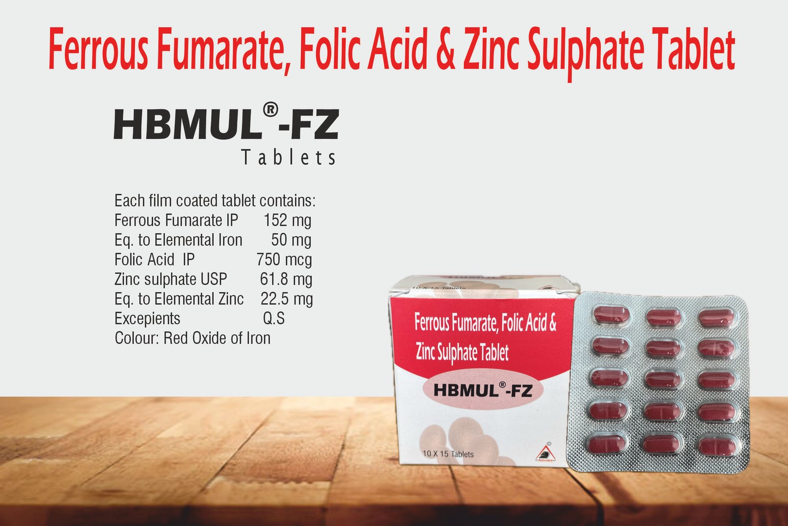 HBMUL-FZ Tablets – Ferrous Fumarate, Folic Acid & Zinc