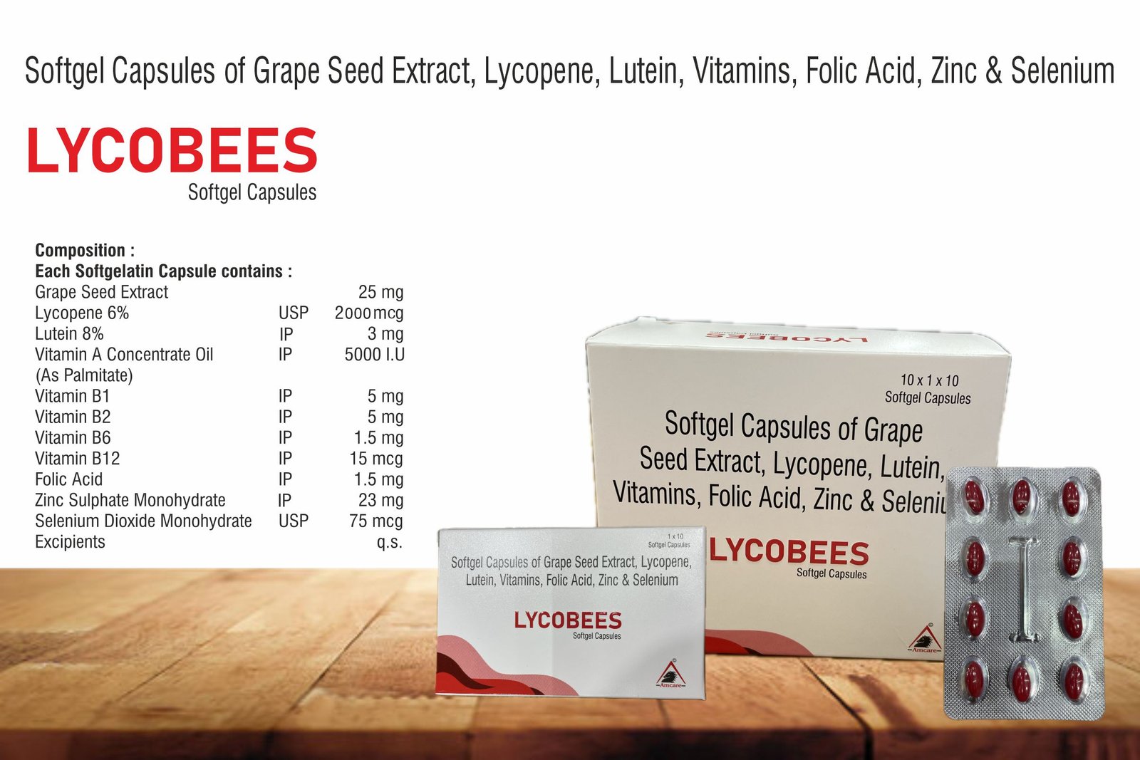 LYCOBEES Softgel Capsules – Lycopene, Lutein & Grape Seed Extract