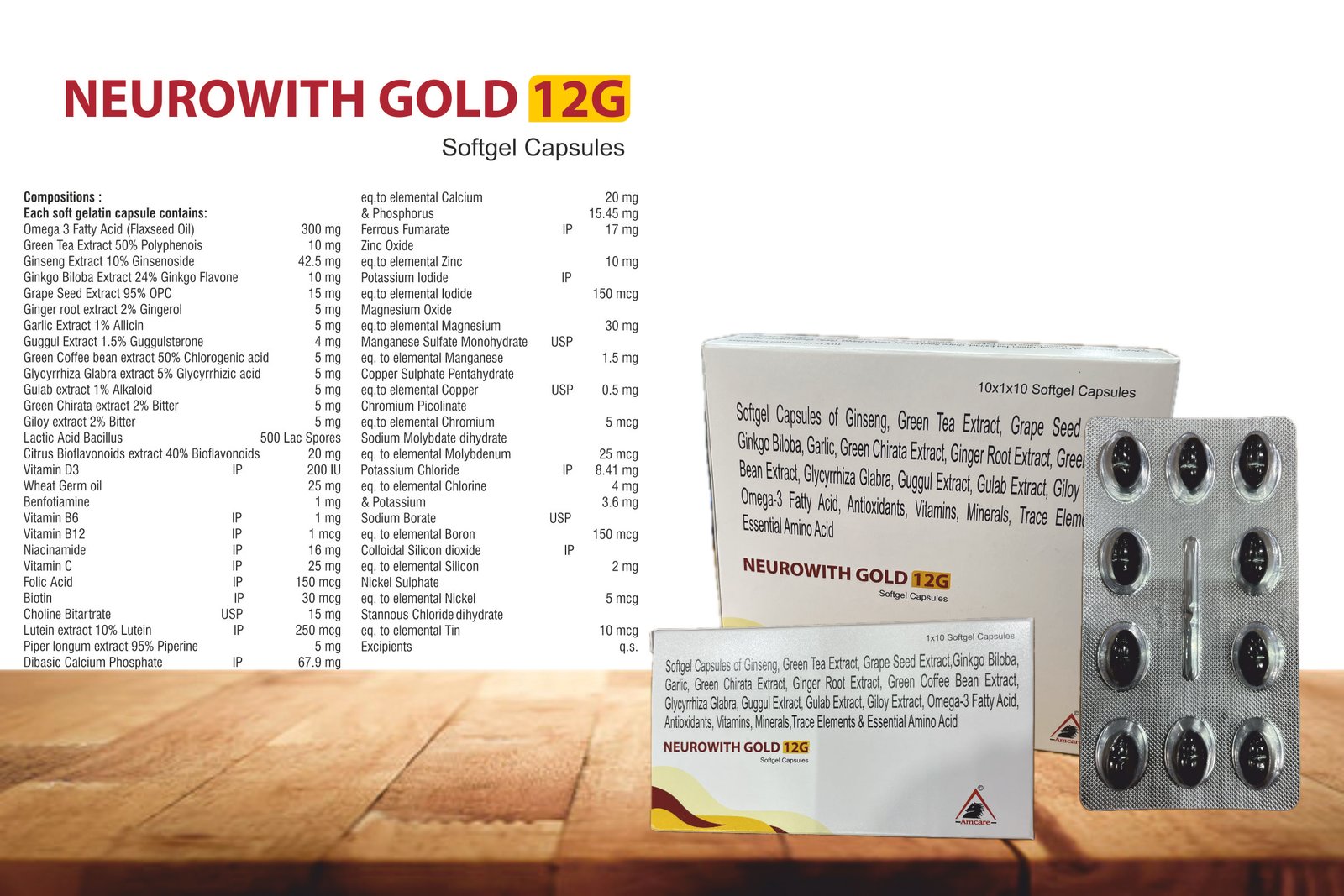 NEUROWITH GOLD 12G Softgel – Omega-3, Ginseng & Ginkgo