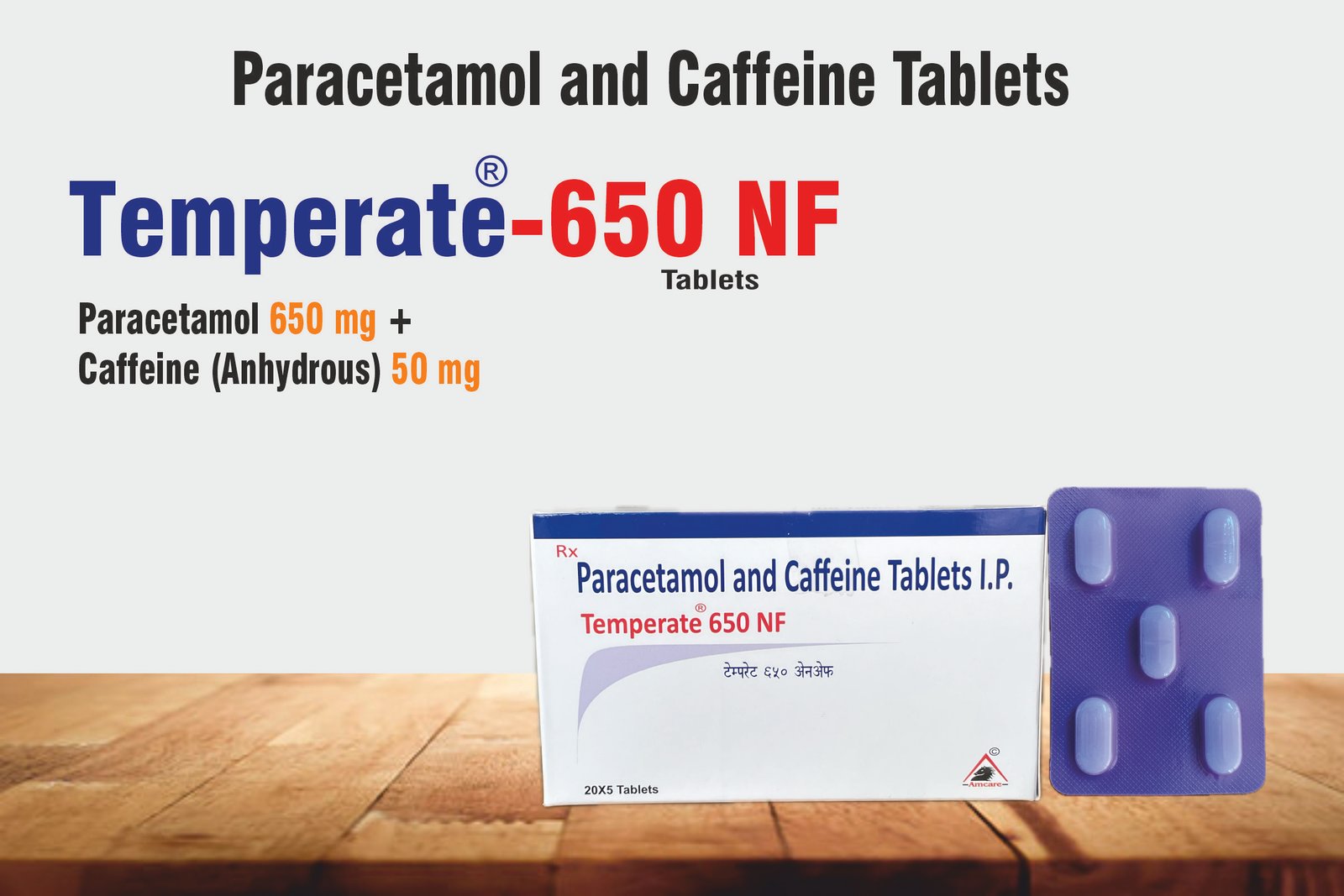 TEMPERATE-650 NF Tablets | Paracetamol 650 mg + Caffeine 50 mg