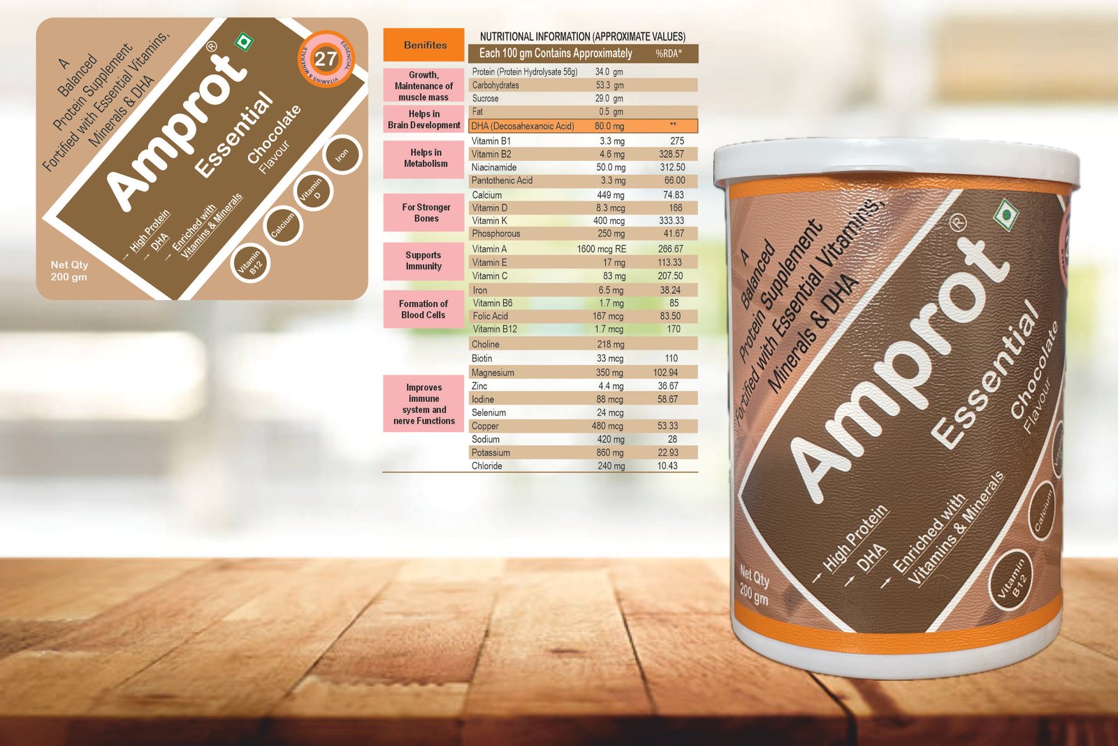 Amprot Essential Powder – Protein, DHA, Vitamins & Minerals