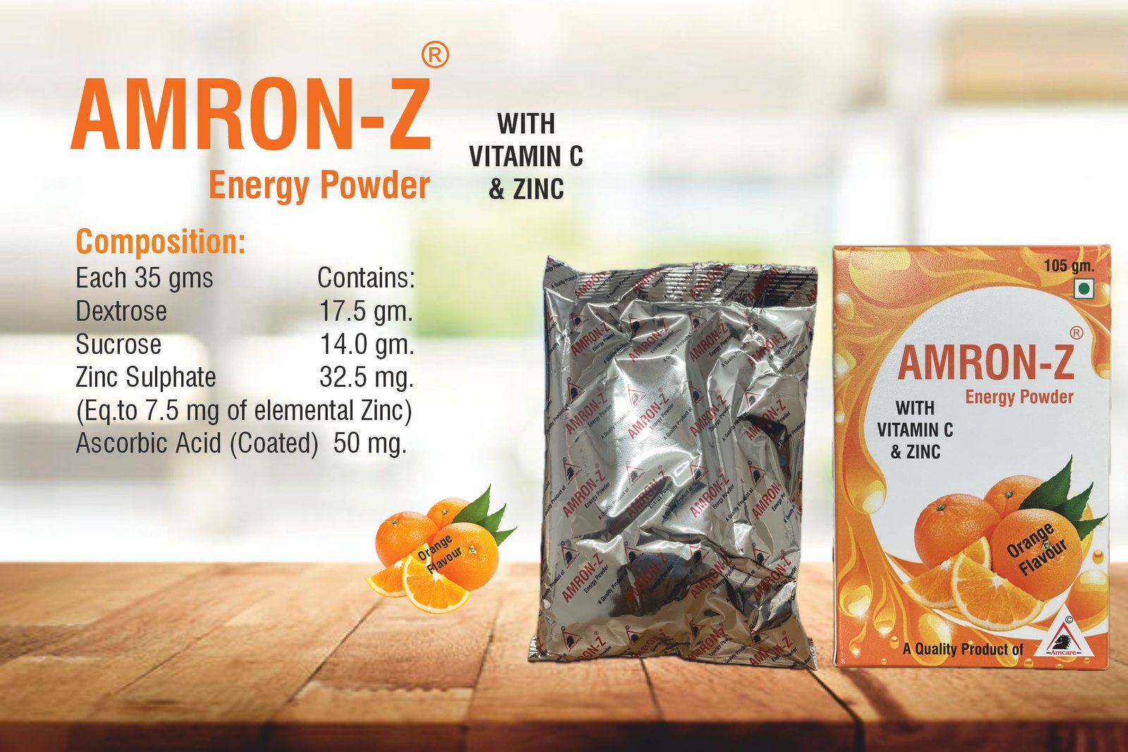 AMRON-Z Energy Powder – Vitamin C & Zinc | Amcare Pharmaceuticals