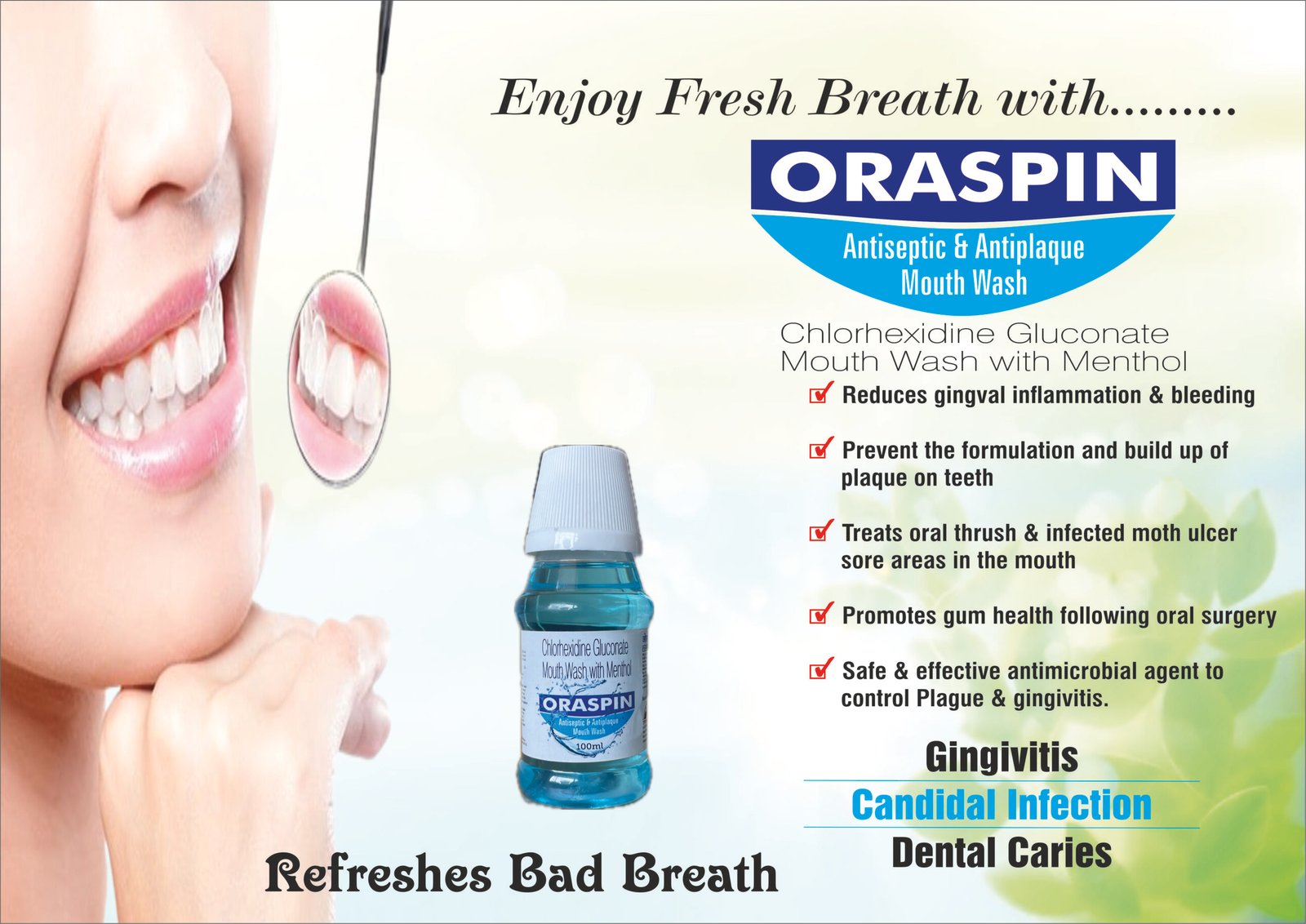 ORASPIN Mouth Wash | Chlorhexidine 0.2% + Menthol