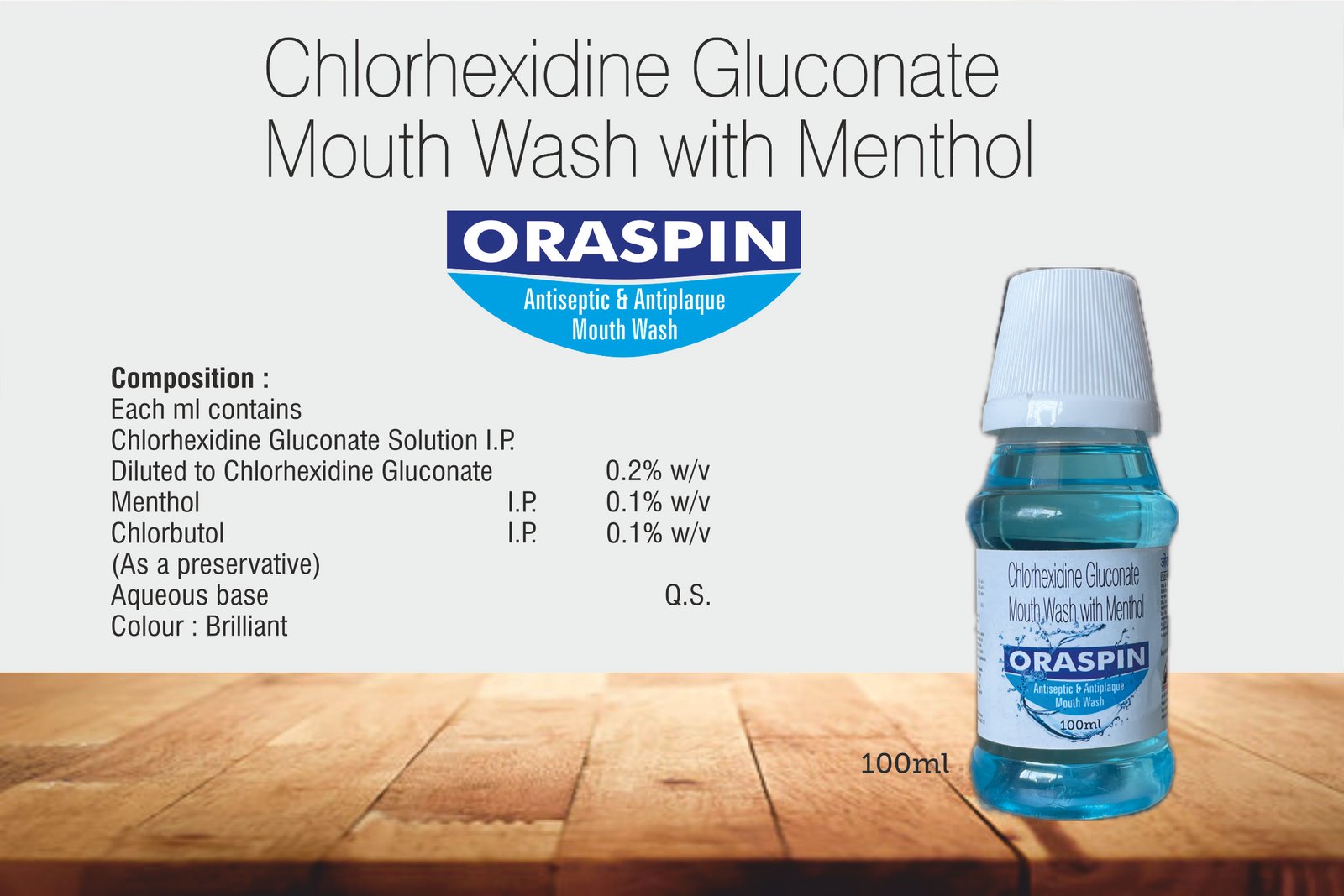 ORASPIN Mouth Wash | Chlorhexidine 0.2% + Menthol